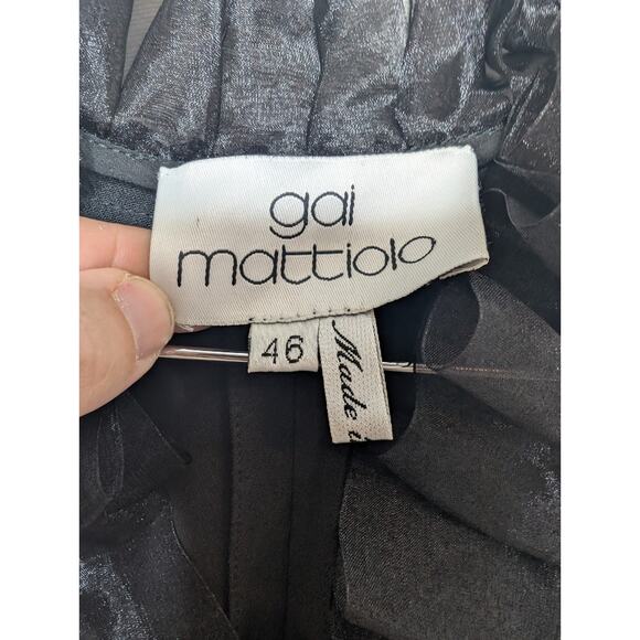 Gai Mattiolo Black Sheath Dress With Ruffles Size 46 (US 10 - See Measurements) - Picture 3 of 13